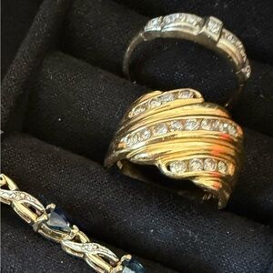 18K Solid Gold & Genuine Diamonds Large Ring
